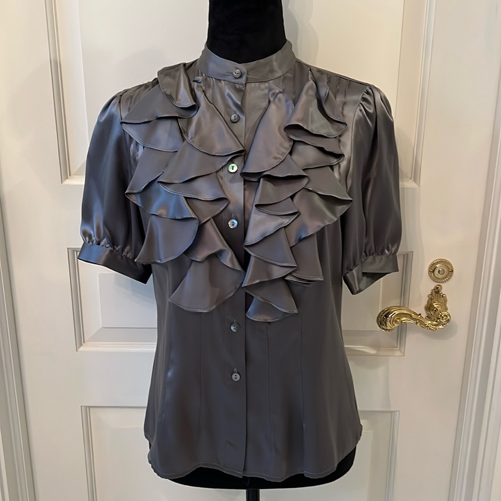Gray silk blouse